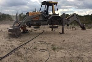 Чистка экскаватора методом пескоструйной обработки