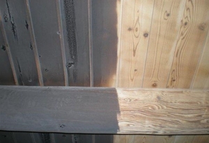 Очистка потолка после пожара